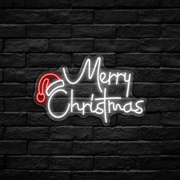 Monochrome Santa Hat LED Neon Sign (USB-Dimmable 43cm x 26cm)