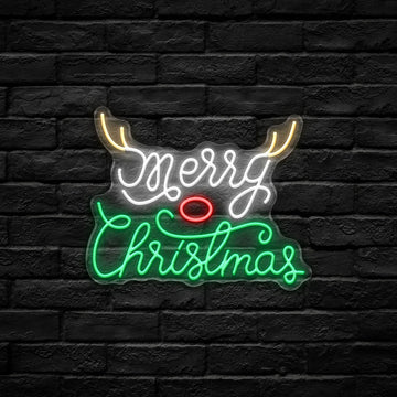 Reindeer Nose & Antlers LED Neon Sign (USB-Dimmable 38.6cm x 29.7cm)