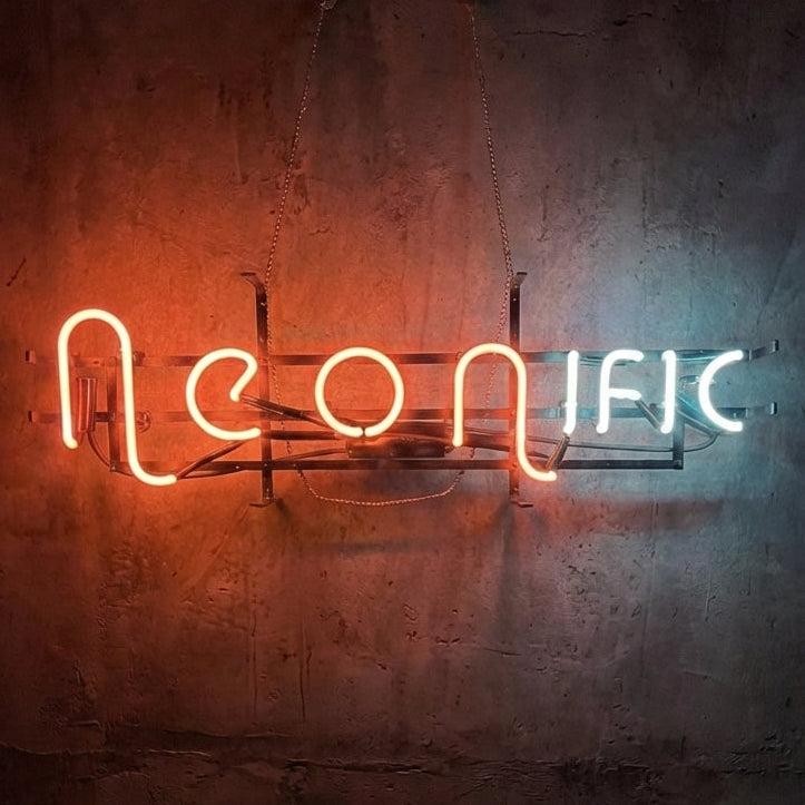 Neon sign with the word 'Neonific' on a dark background