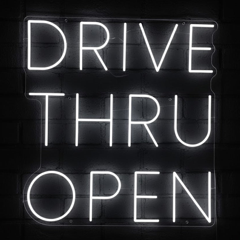 Drive thru open led neon sign