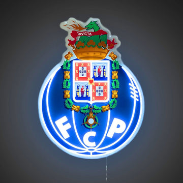 FC Porto Club Emblem LED Neon Sign – 3D Push-Through Letters & Seamless Faux Neon