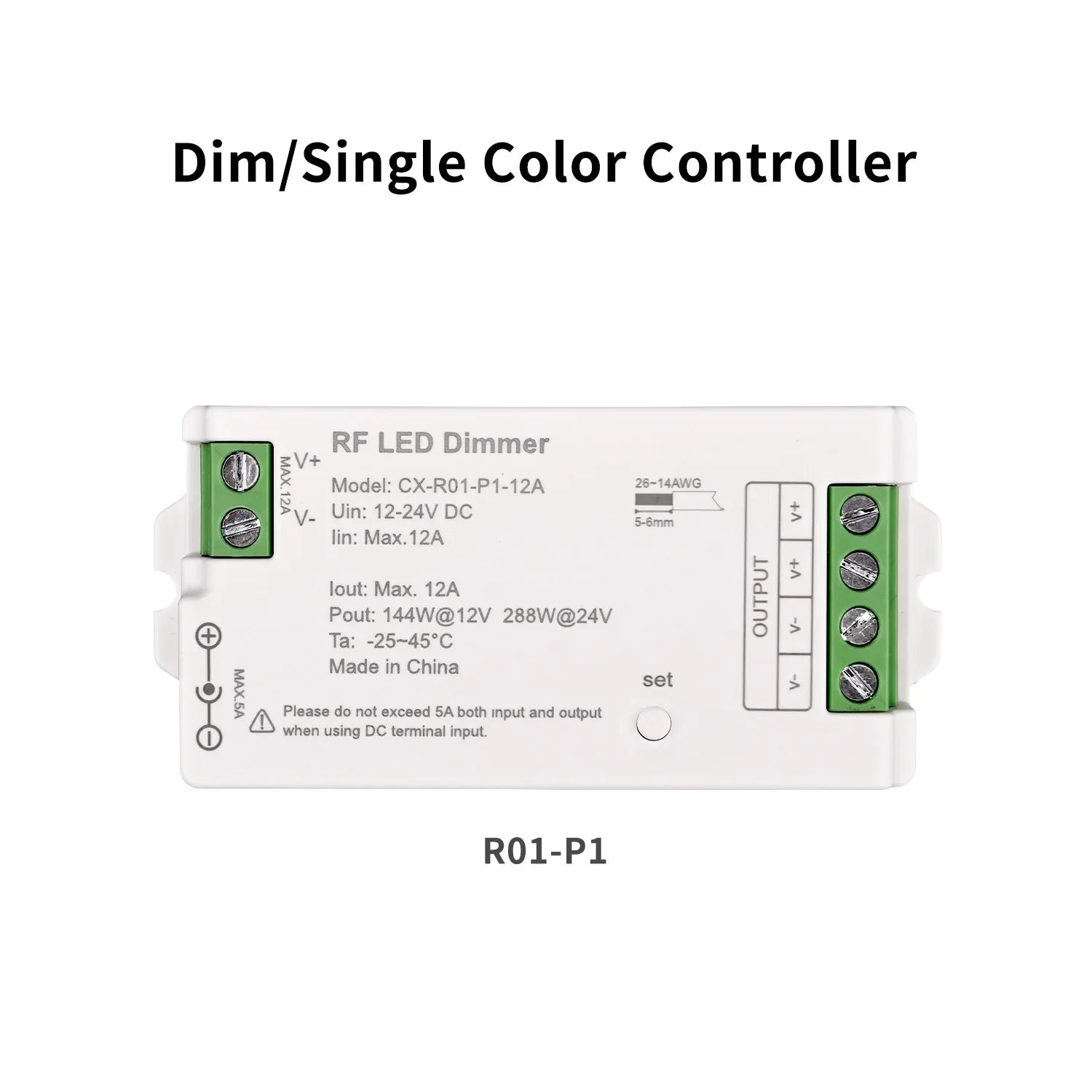 UL-Listed 2.4GHz RF LED Controller with Remote – Dimmable for DIM, CCT, RGB, RGBW, RGBCCT LED Strips (DC 12V–24V, Max 288W)