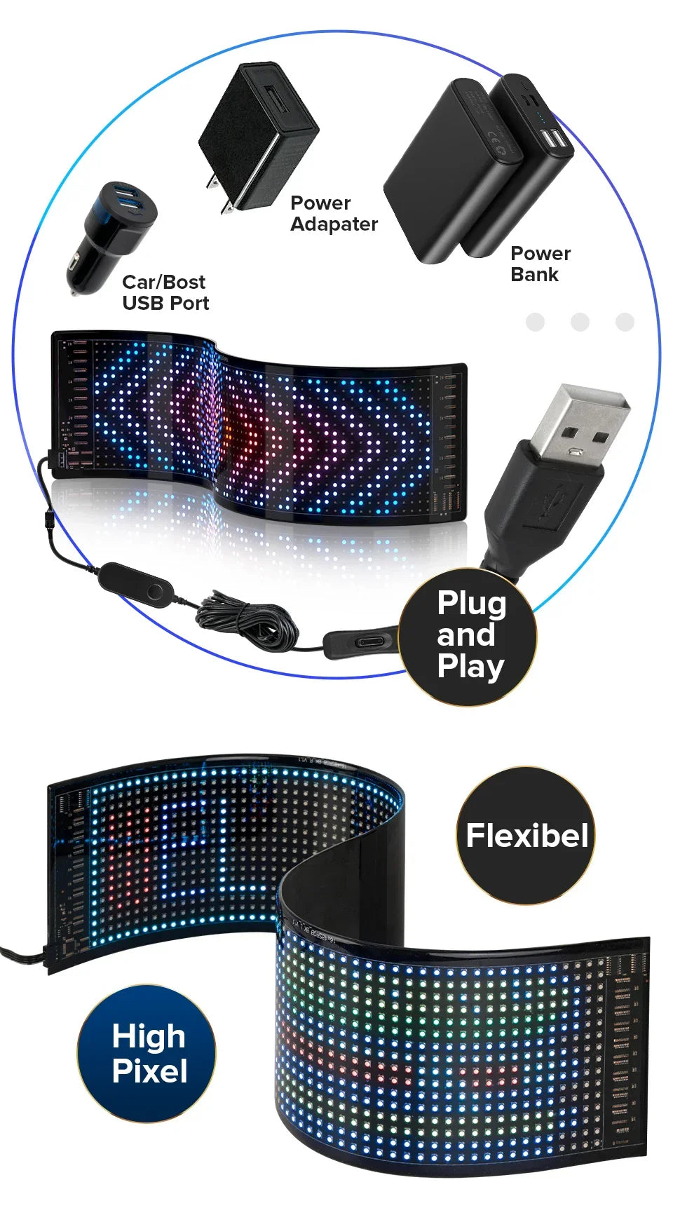 Led Matrix Display Control Flexible LED Matrix Display | RGB, App Control, IP66 USB – Neonific.com