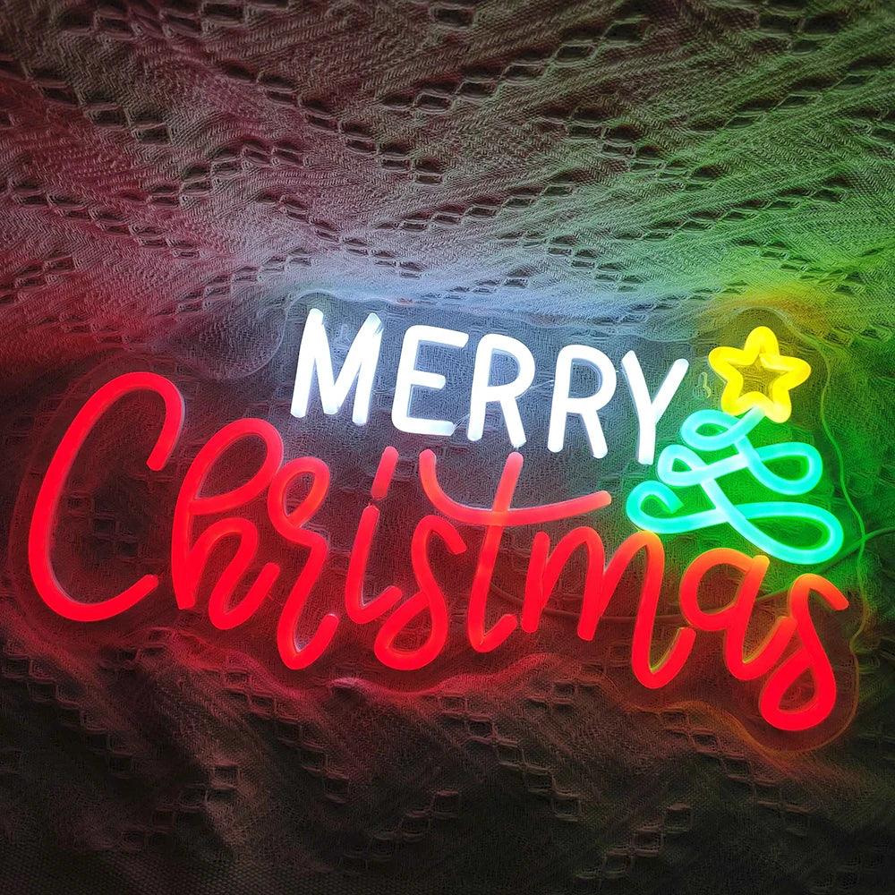 Christmas Tree & Star LED Neon Sign (USB-Dimmable 42cm x 25cm)