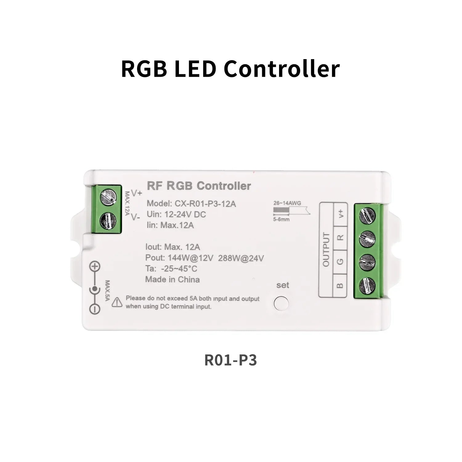 UL-Listed 2.4GHz RF LED Controller with Remote – Dimmable for DIM, CCT, RGB, RGBW, RGBCCT LED Strips (DC 12V–24V, Max 288W)