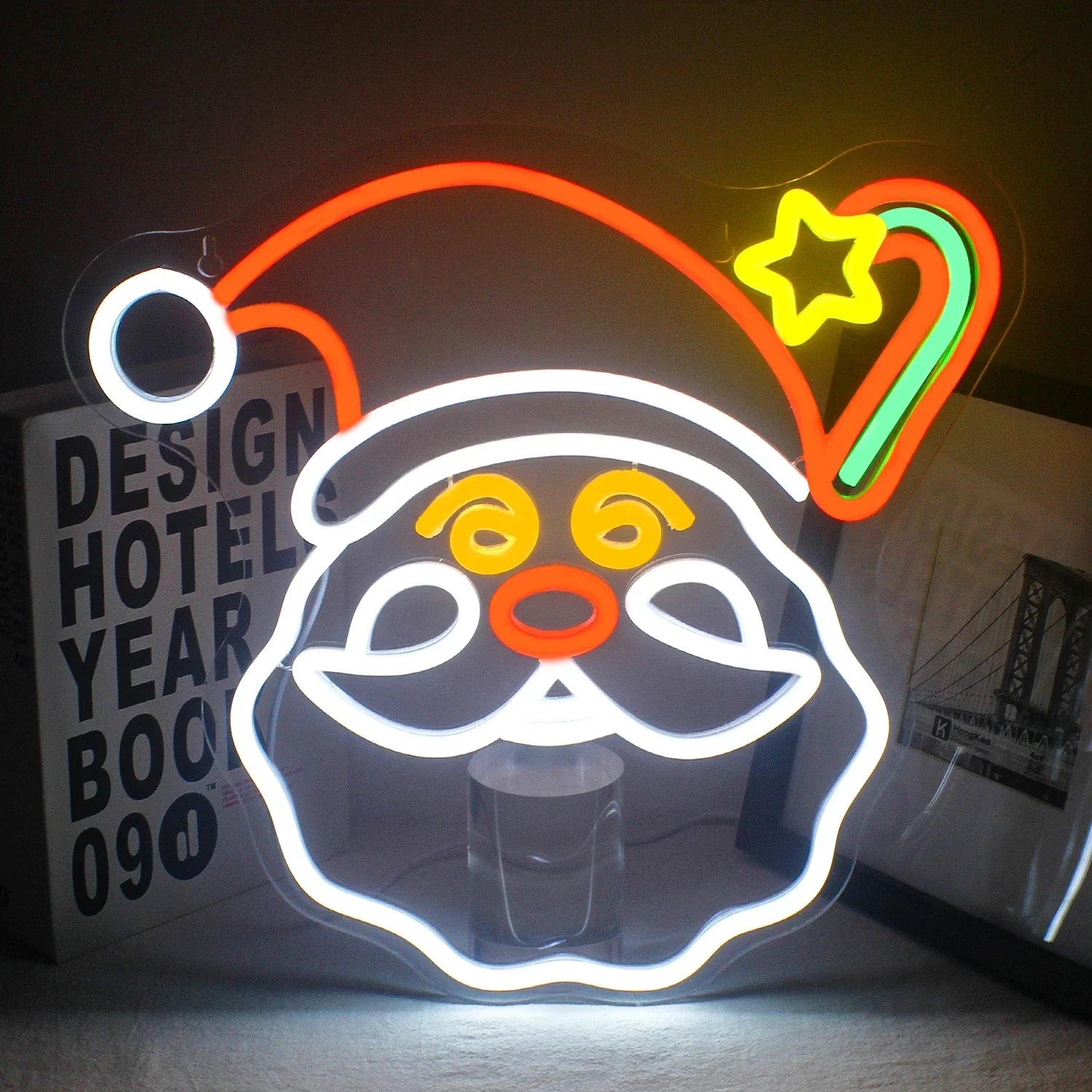 Santa Claus & Candy Cane LED Neon Sign (USB-Dimmable 35cm x 32.8cm)