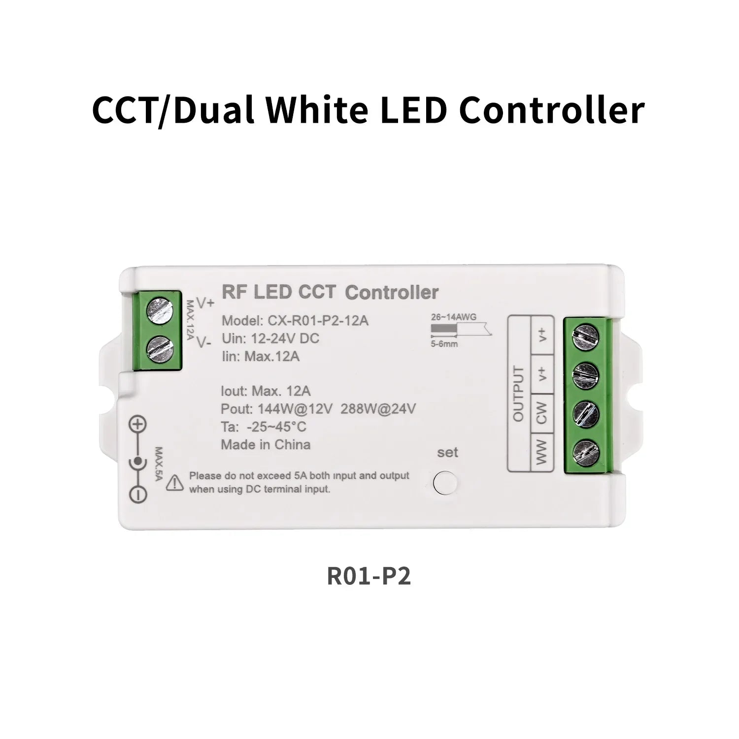 UL-Listed 2.4GHz RF LED Controller with Remote – Dimmable for DIM, CCT, RGB, RGBW, RGBCCT LED Strips (DC 12V–24V, Max 288W)