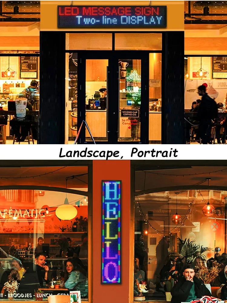 Outdoor Programmable LED Display Sign – 39" x 8" Full Color (WiFi + PC)