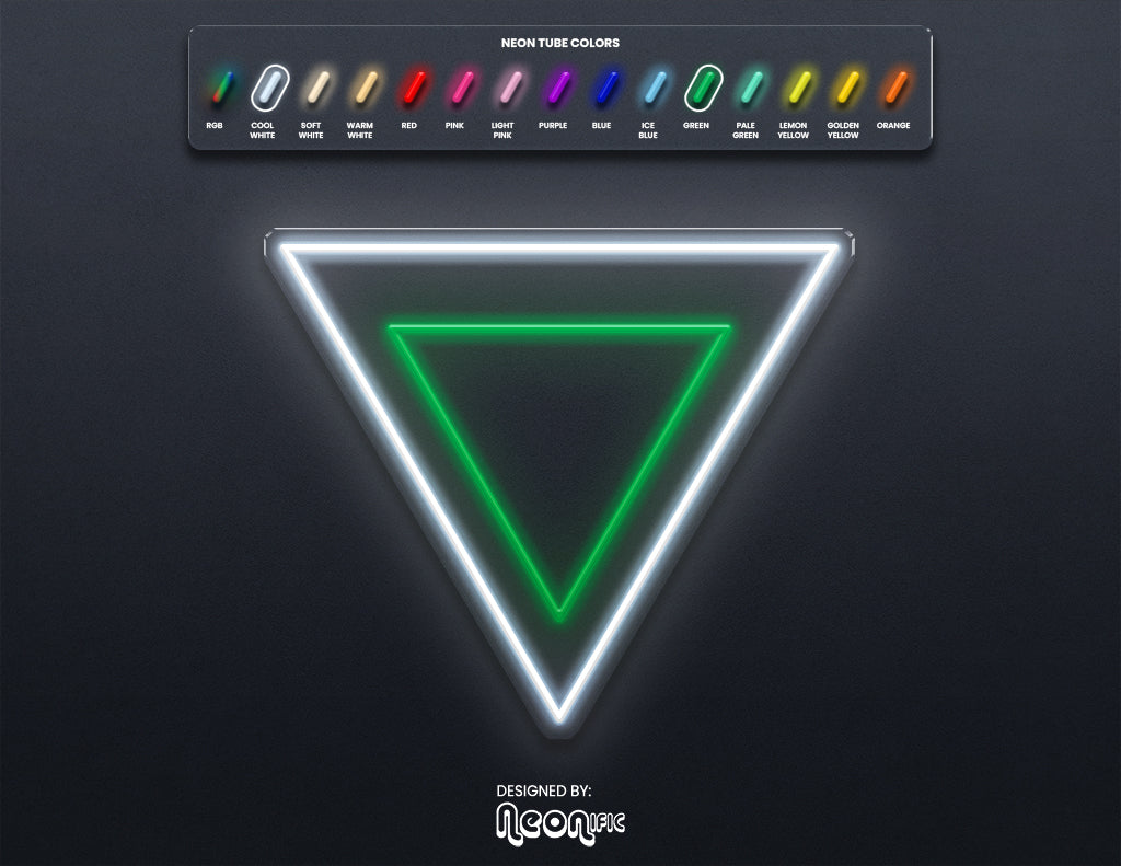 Custom LED neon Sign "Triangle" 24" x 21" - White + Green, Indoors