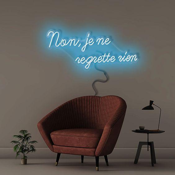 non, je ne regrette rien - Neonific - LED Neon Signs - 36" (91cm) - Light Blue