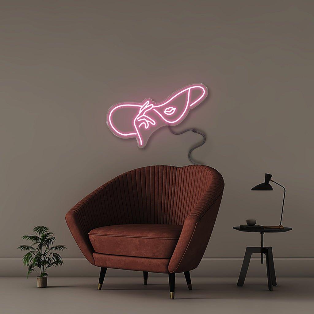 Woman in Hat - Neonific - LED Neon Signs - 30" (76cm) - Light Pink