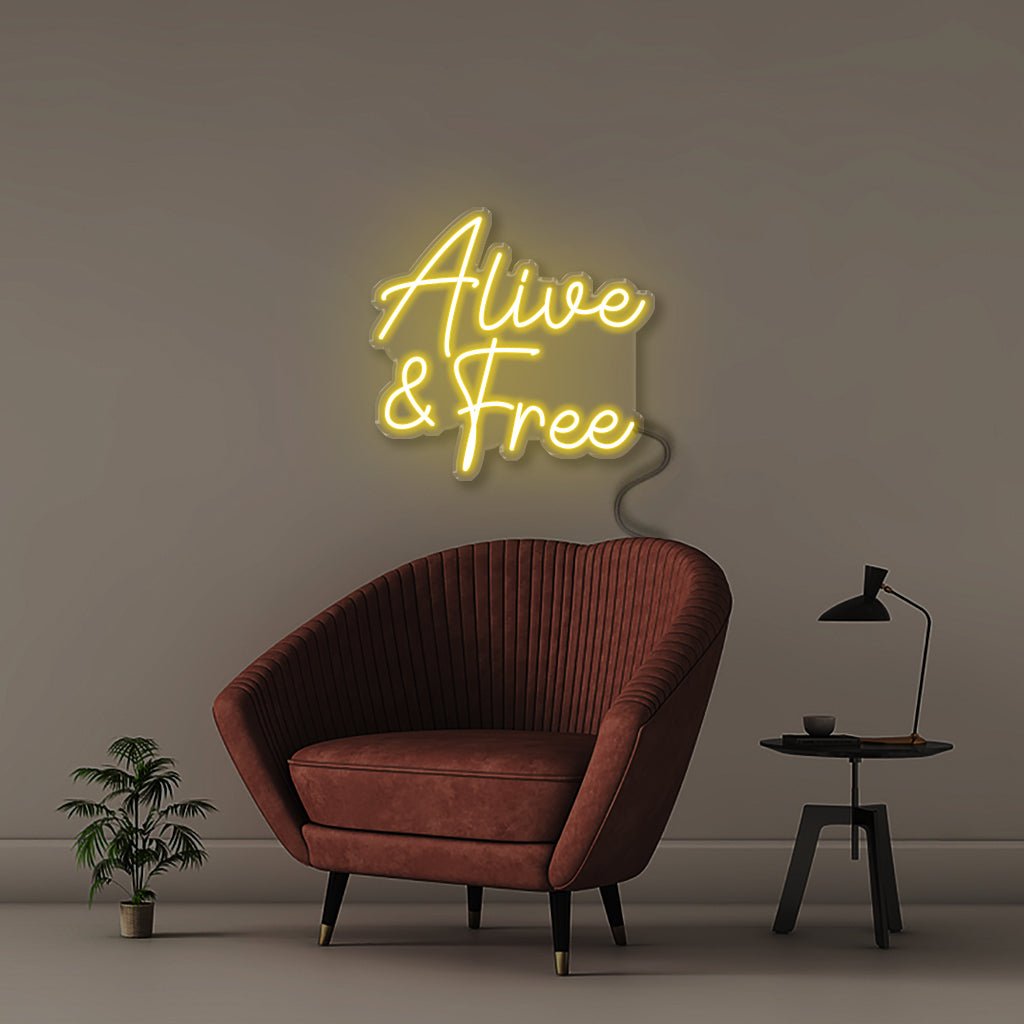Alive & Free - Neonific - LED Neon Signs - 50 CM - Yellow