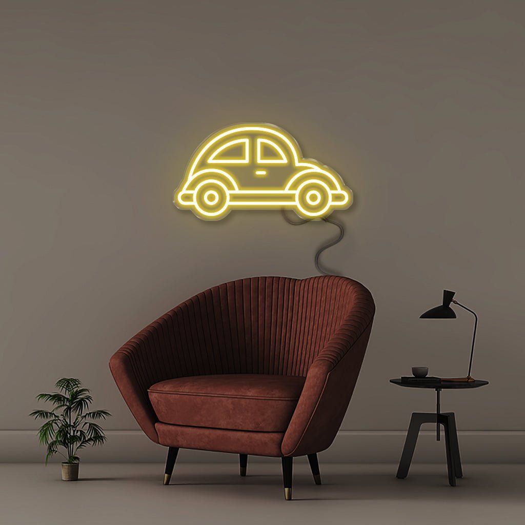 Beetle Car - Neonific - LED Neon Signs - 50 CM - Yellow