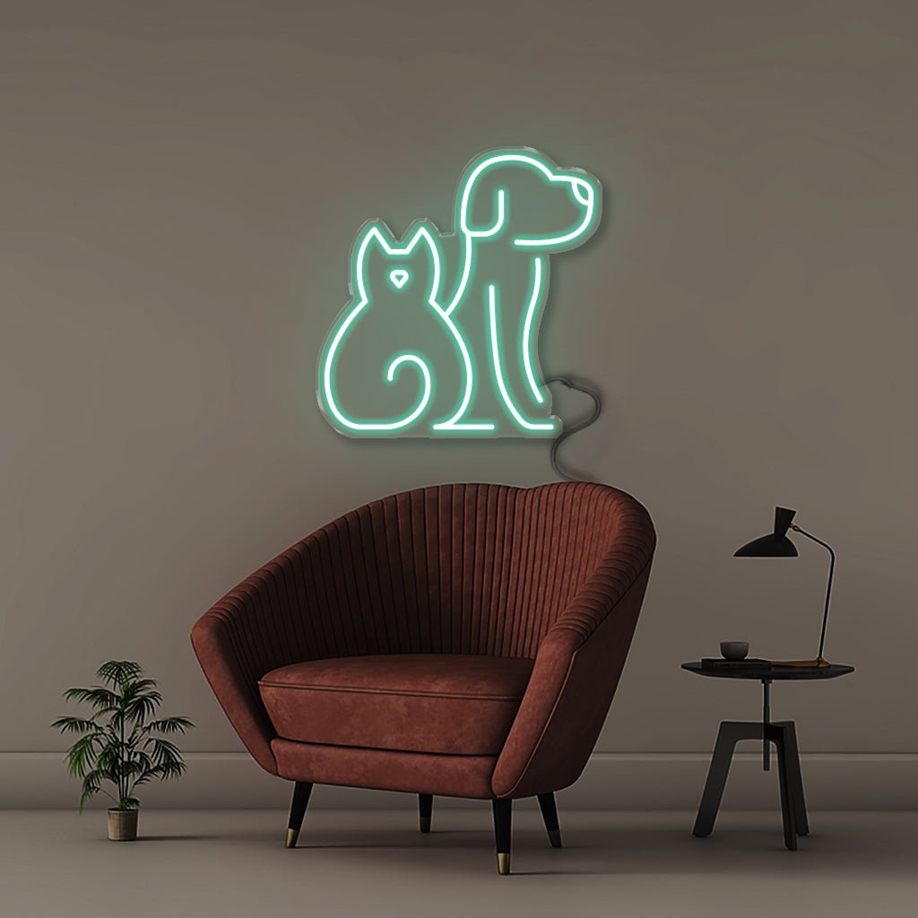 Cat Dog - Neonific - LED Neon Signs - 50 CM - Sea Foam
