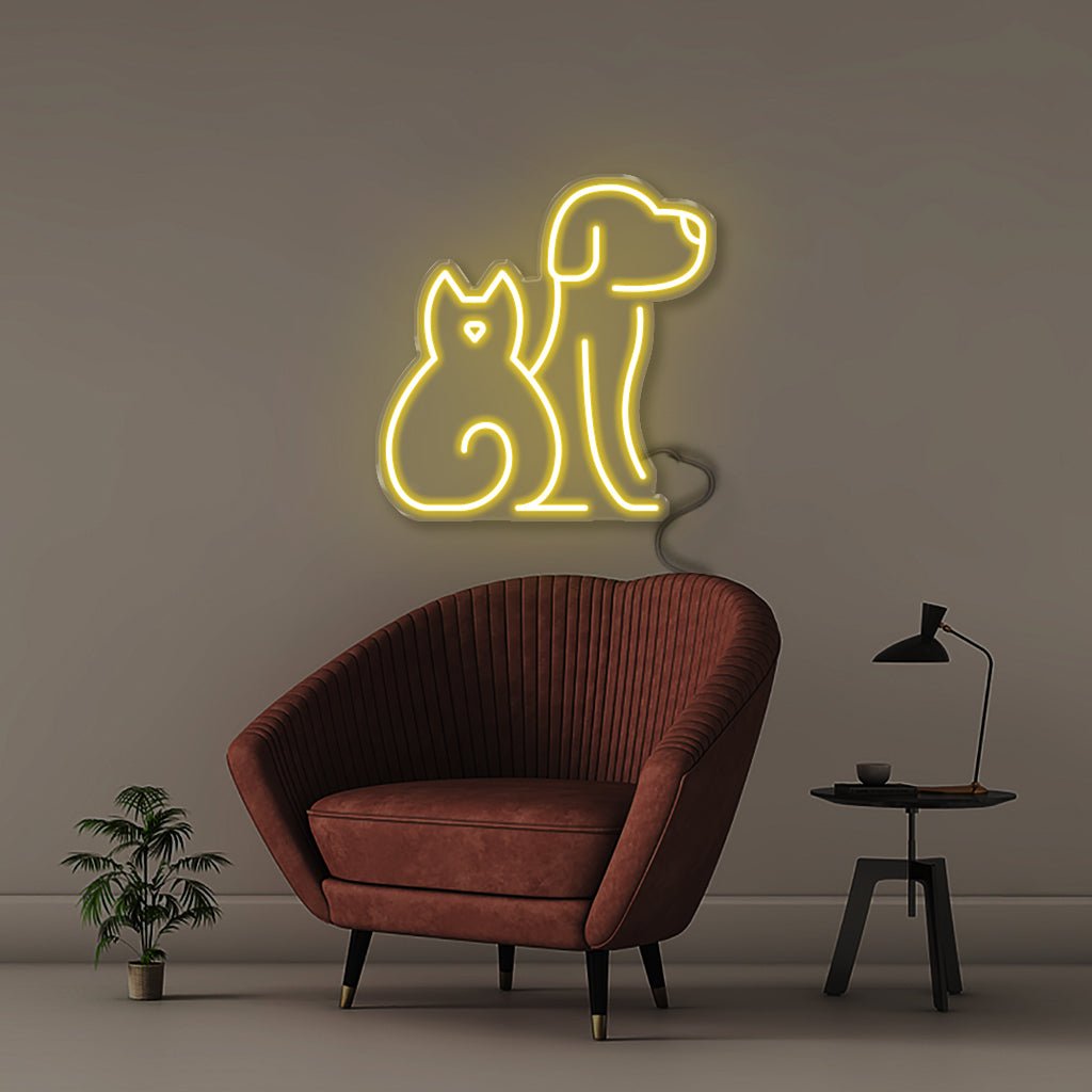 Cat Dog - Neonific - LED Neon Signs - 50 CM - Yellow