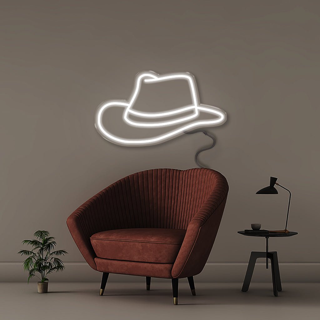 Cowboy Hat - Neonific - LED Neon Signs - 50 CM - White
