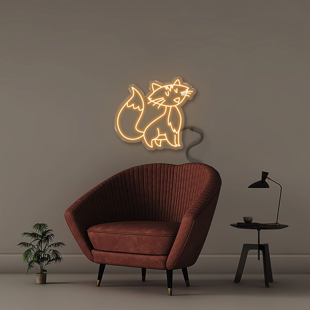 Doodle Cat - Neonific - LED Neon Signs - 50 CM - Orange