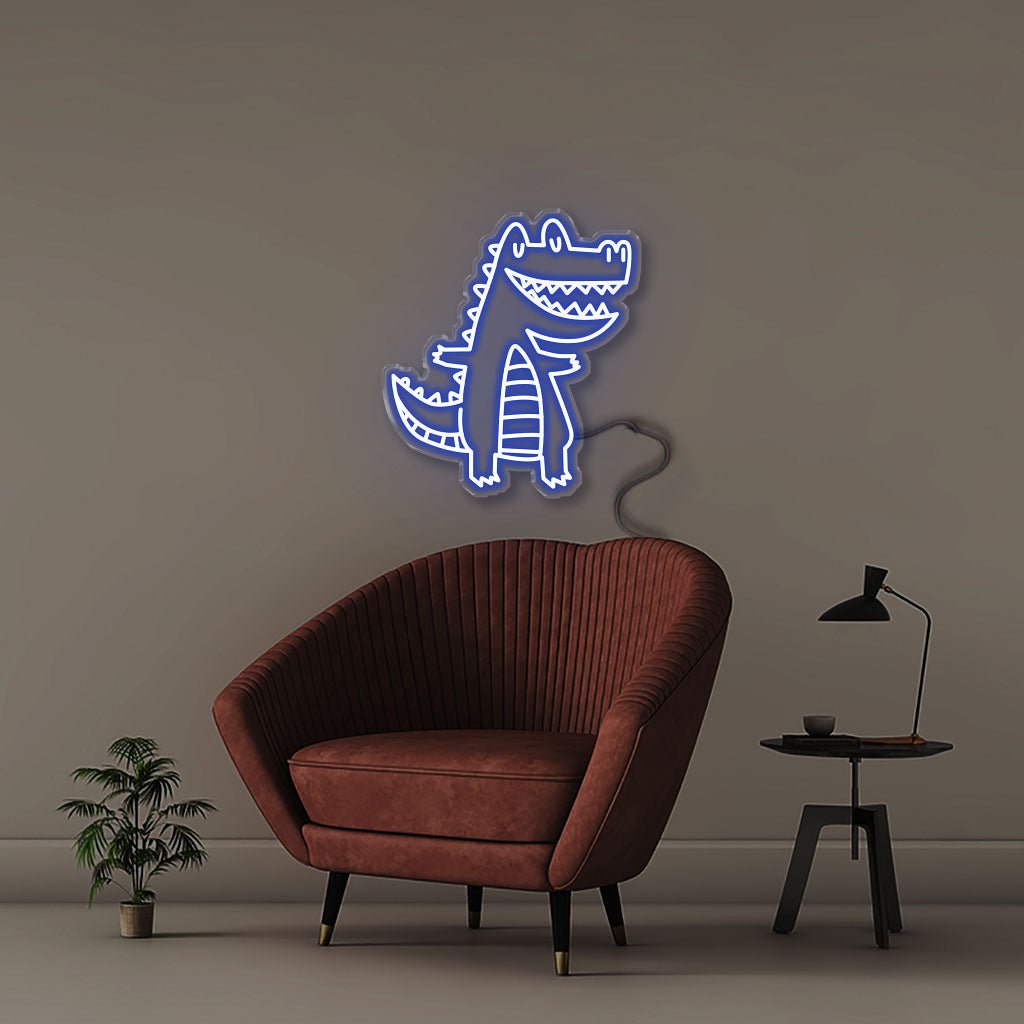 Doodle Crocodile - Neonific - LED Neon Signs - 50 CM - Blue