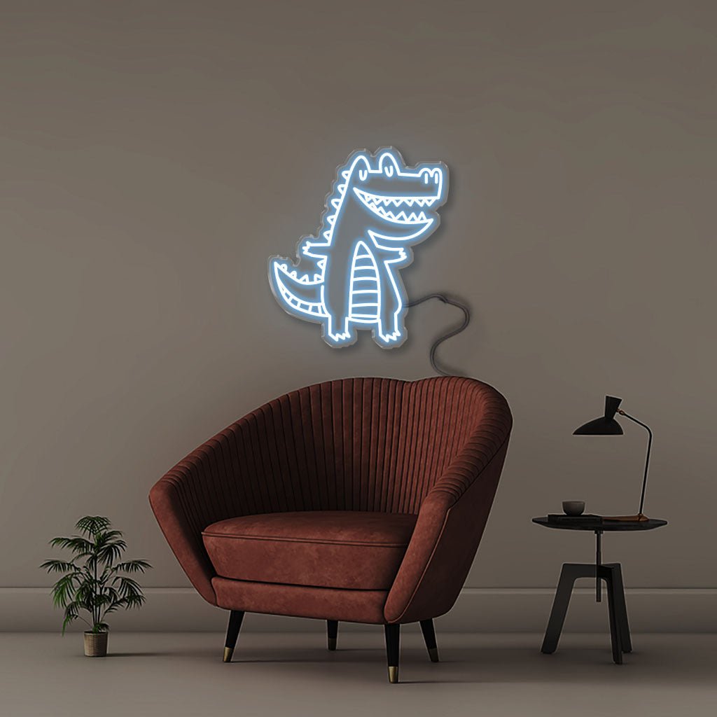 Doodle Crocodile - Neonific - LED Neon Signs - 50 CM - Light Blue