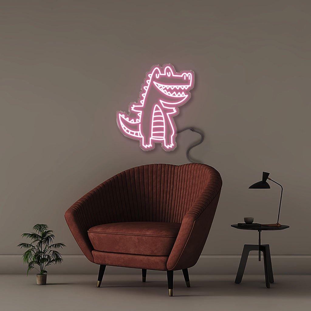 Doodle Crocodile - Neonific - LED Neon Signs - 50 CM - Light Pink