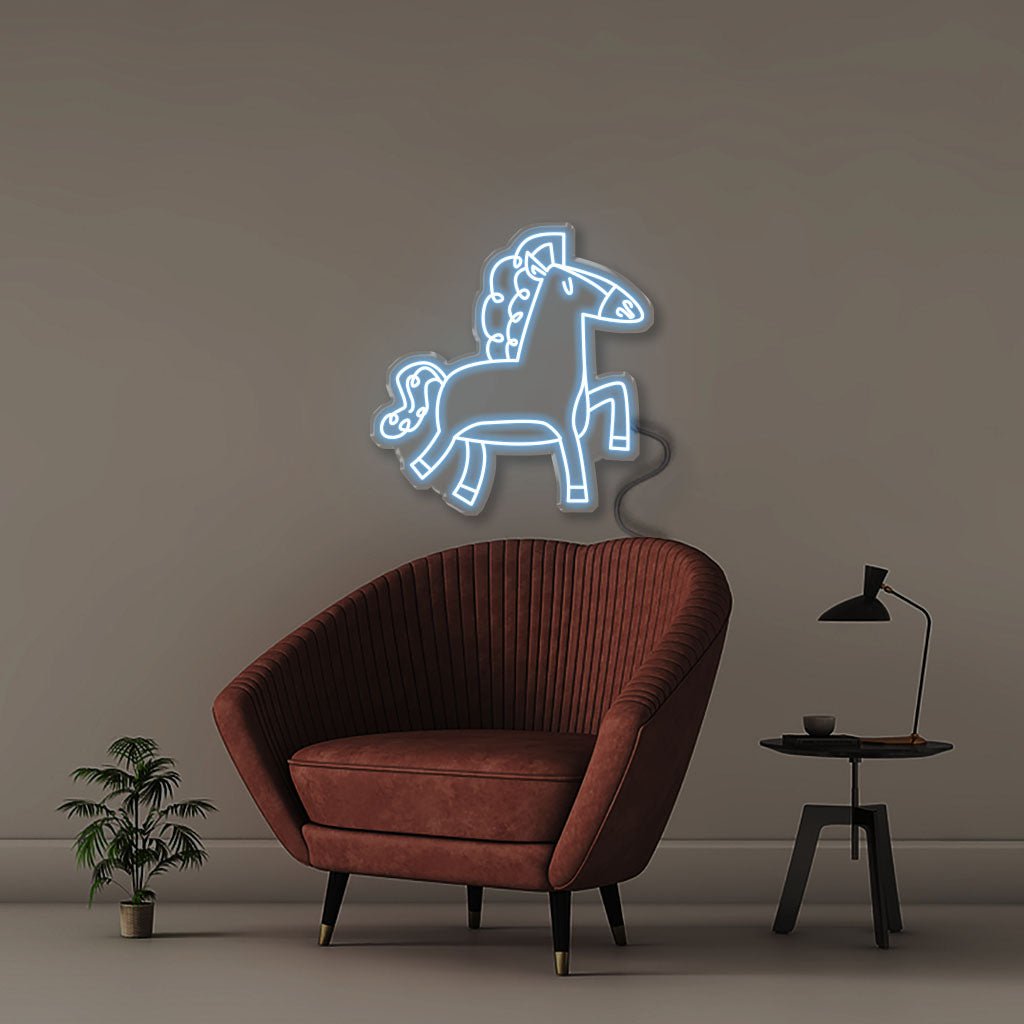 Doodle Horse - Neonific - LED Neon Signs - 50 CM - Light Blue