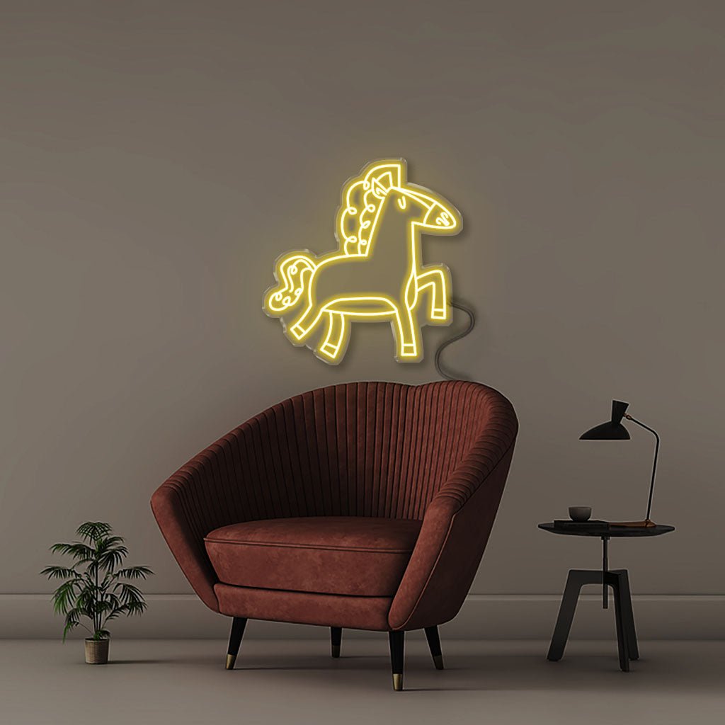 Doodle Horse - Neonific - LED Neon Signs - 50 CM - Yellow