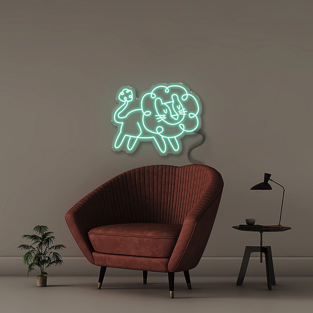 Doodle Lion - Neonific - LED Neon Signs - 50 CM - Sea Foam