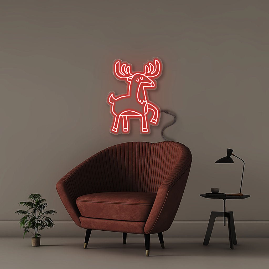 Doodle Reindeer - Neonific - LED Neon Signs - 50 CM - Red