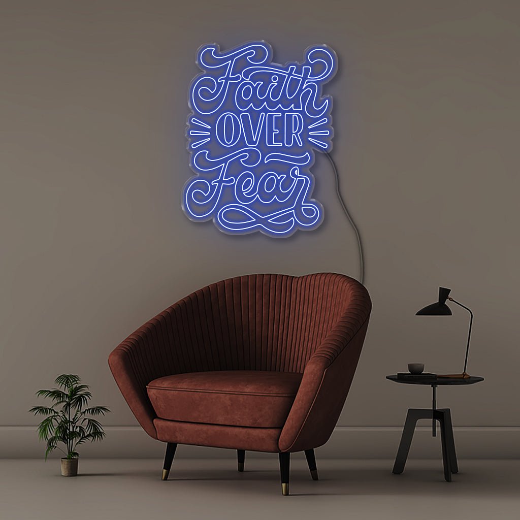 Faith Over Fear - Neonific - LED Neon Signs - 75 CM - Blue