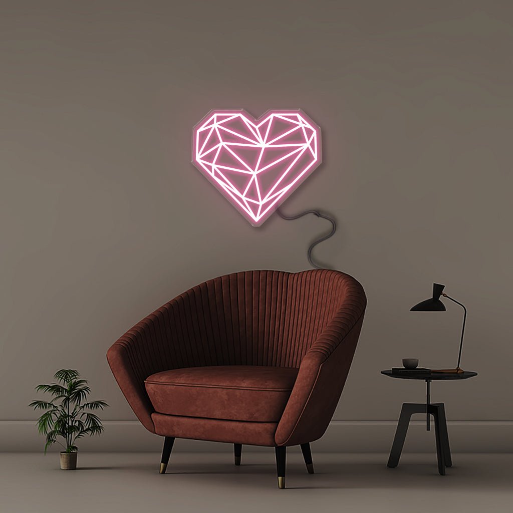 Geometric Heart - Neonific - LED Neon Signs - 50 CM - Light Pink