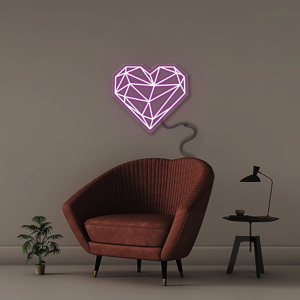 Geometric Heart - Neonific - LED Neon Signs - 50 CM - Purple