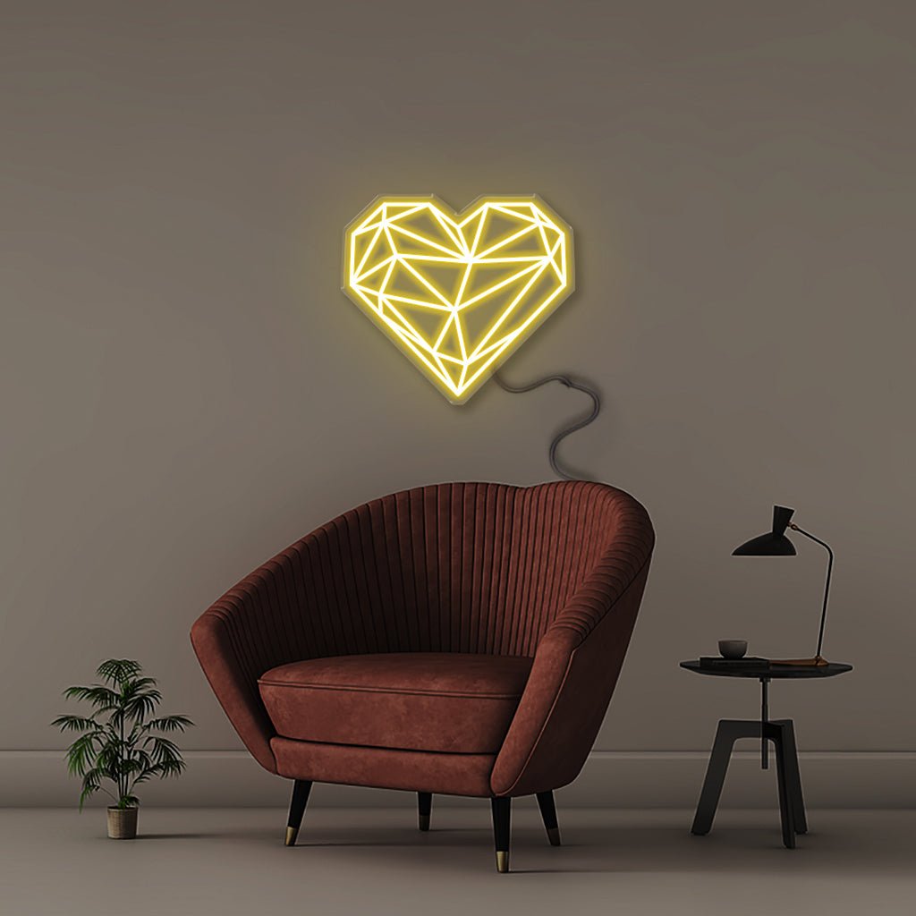 Geometric Heart - Neonific - LED Neon Signs - 50 CM - Yellow