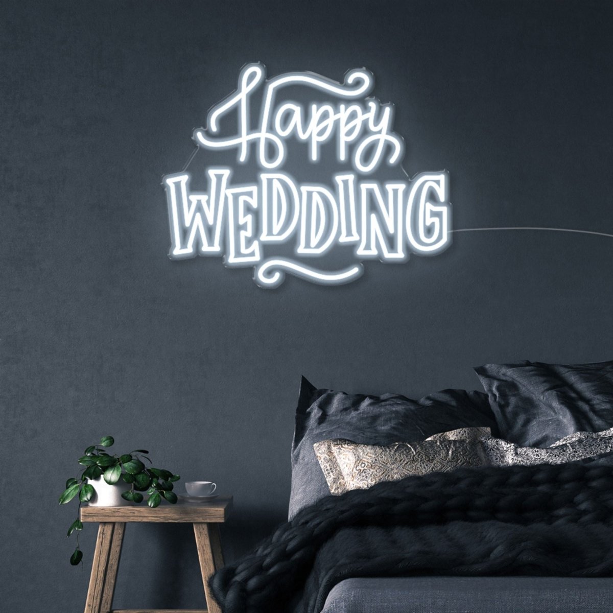 Happy Wedding - Neonific - LED Neon Signs - 50 CM - Cool White