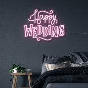 Happy Wedding - Neonific - LED Neon Signs - 50 CM - Light Pink
