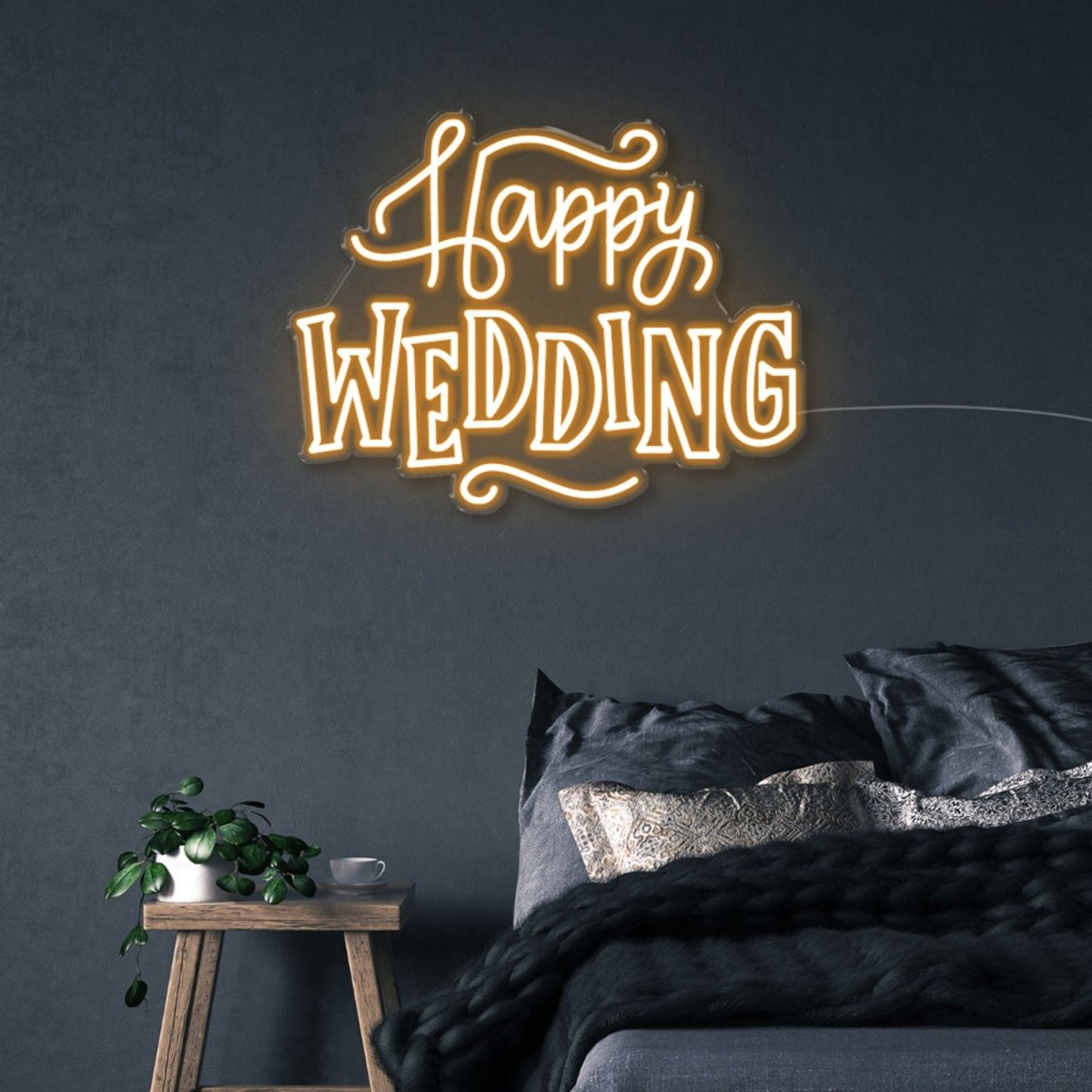 Happy Wedding - Neonific - LED Neon Signs - 50 CM - Orange