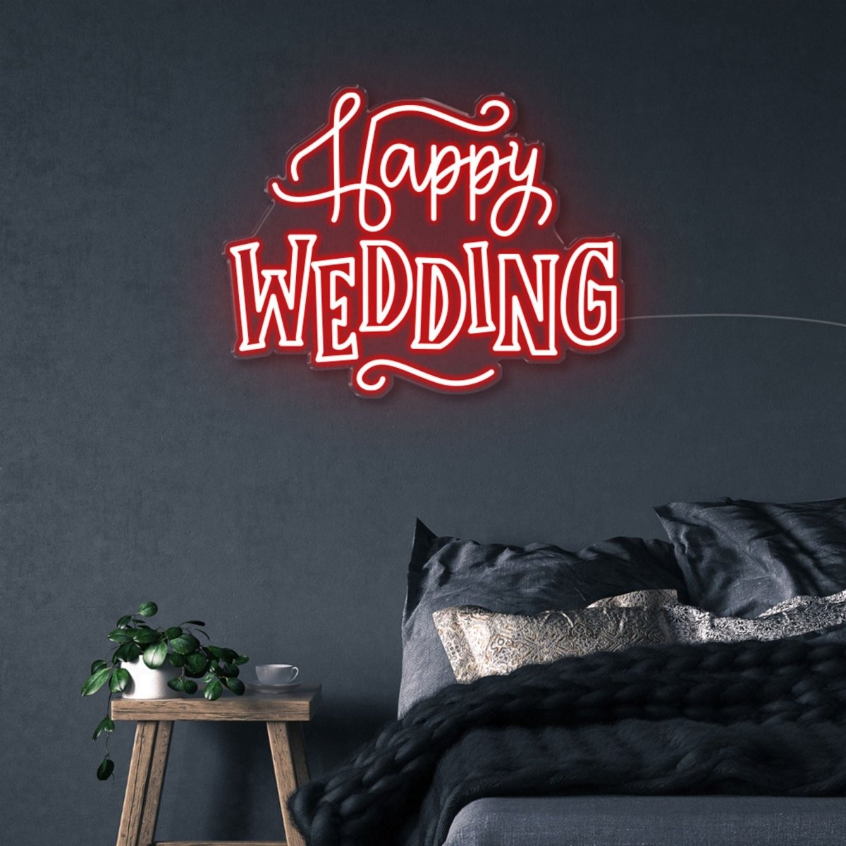 Happy Wedding - Neonific - LED Neon Signs - 50 CM - Red