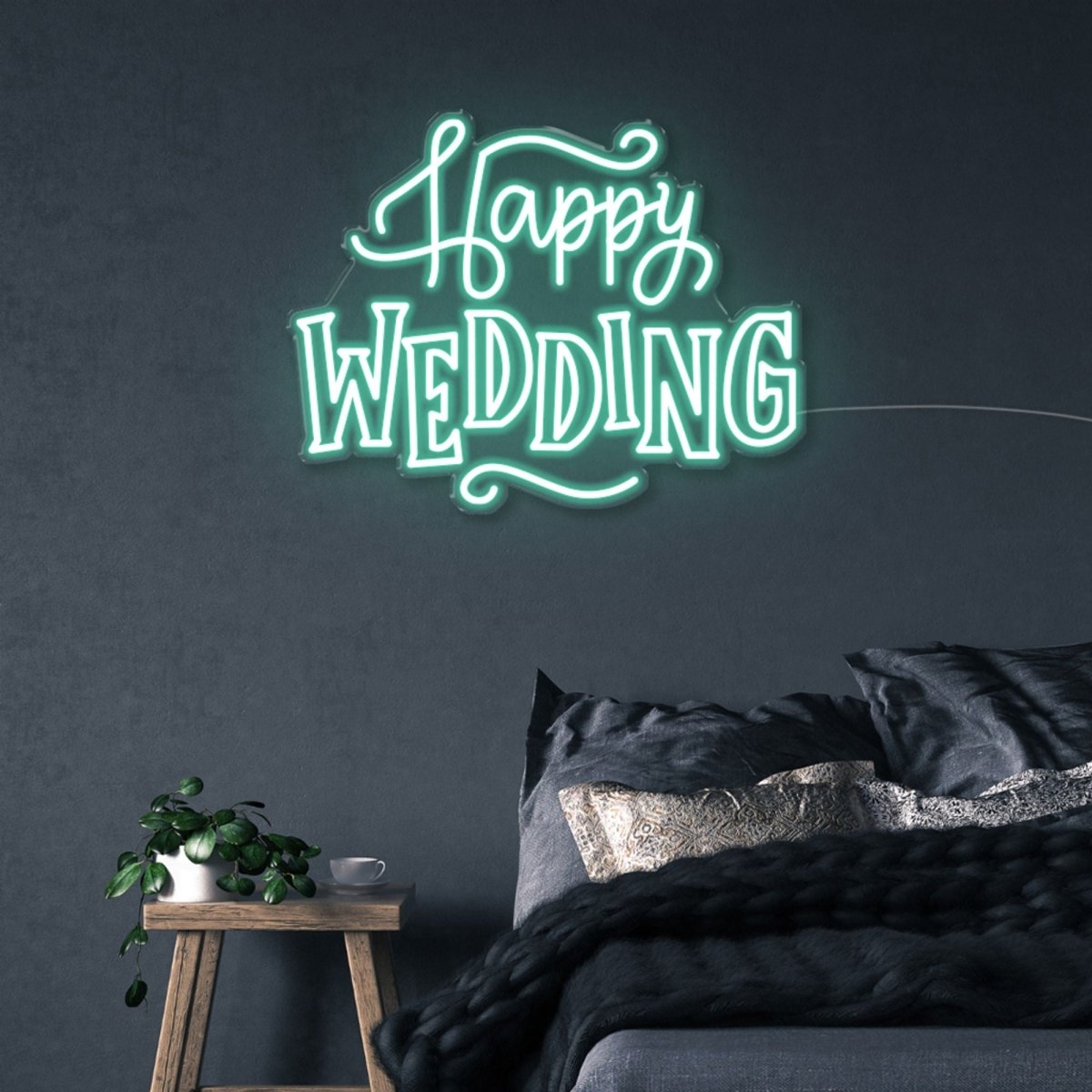 Happy Wedding - Neonific - LED Neon Signs - 50 CM - Sea Foam