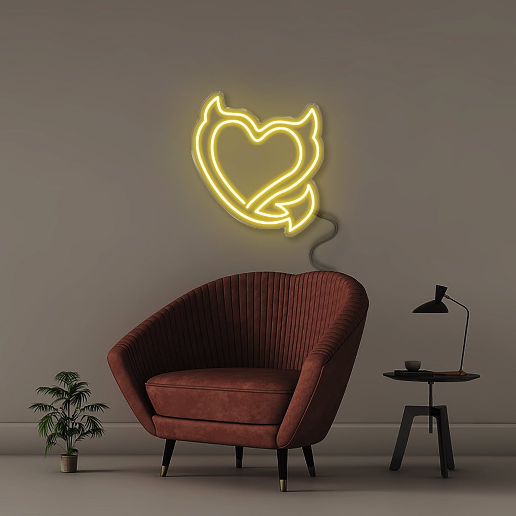 Heart Devil - Neonific - LED Neon Signs - 50 CM - Yellow