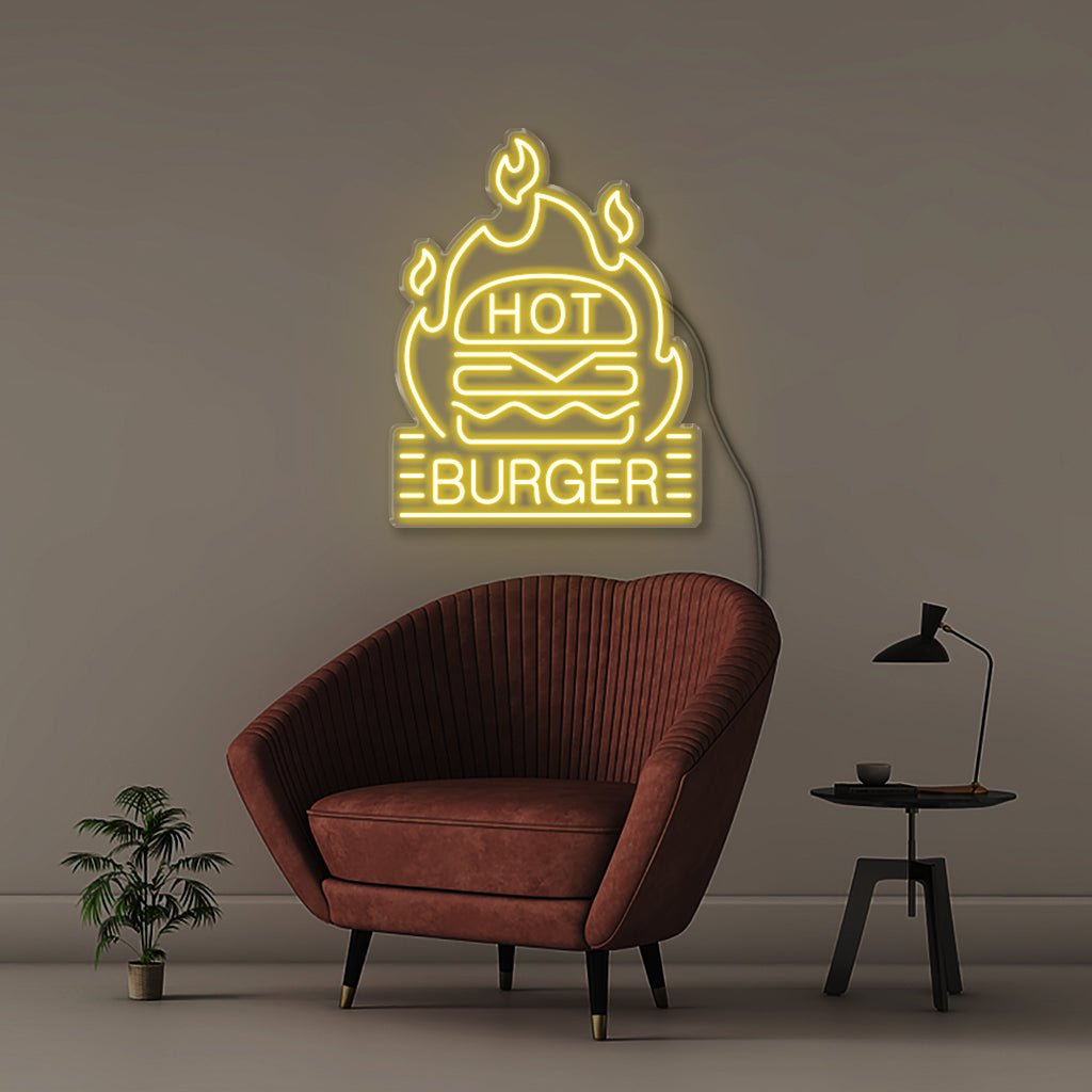 Hot Burger - Neonific - LED Neon Signs - 50 CM - Yellow