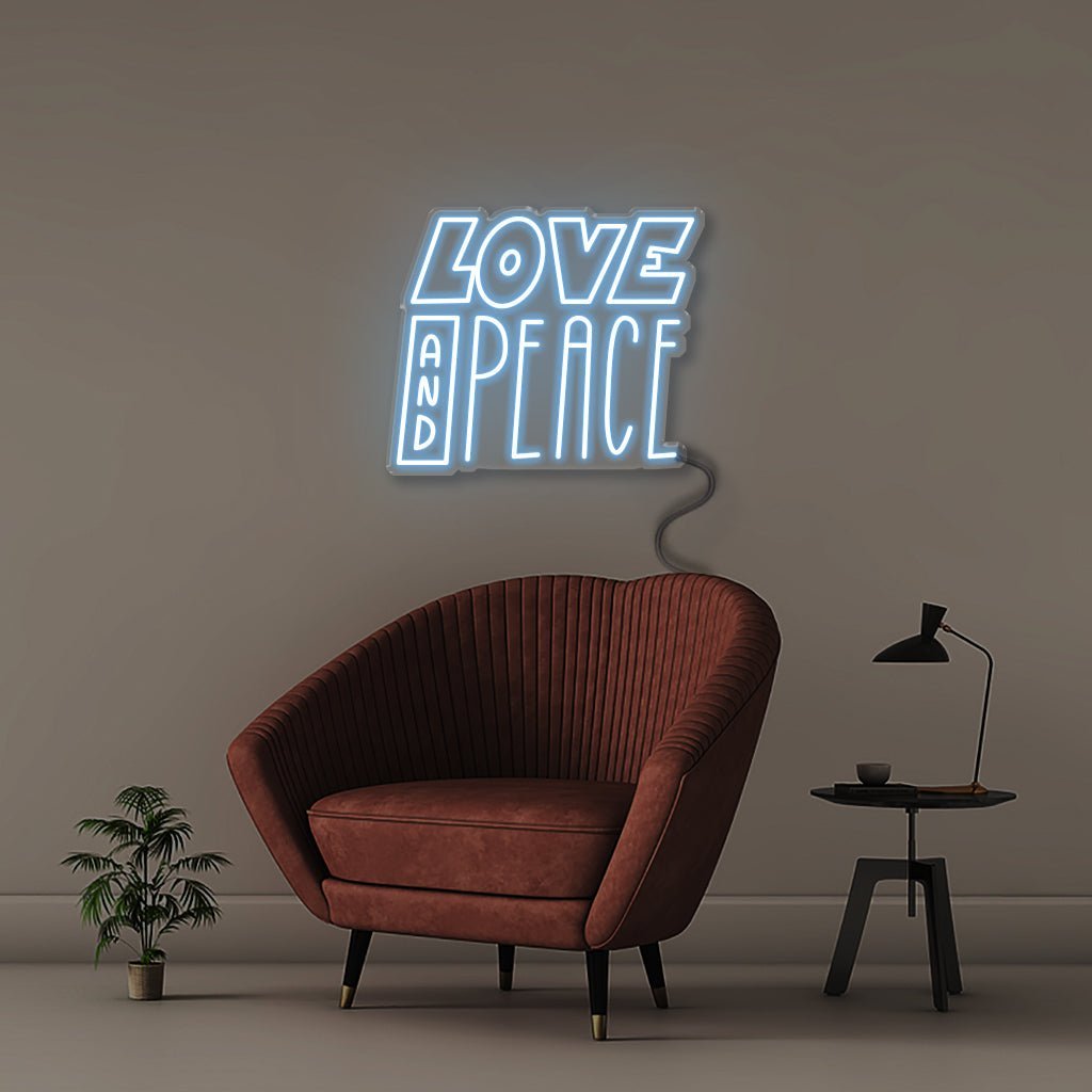 Love And Peace - Neonific - LED Neon Signs - 50 CM - Light Blue