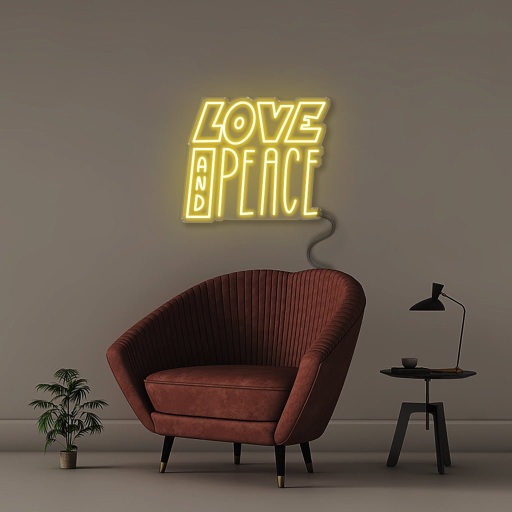 Love And Peace - Neonific - LED Neon Signs - 50 CM - Yellow