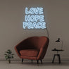 Love Hope Peace - Neonific - LED Neon Signs - 50 CM - Light Blue