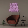 Love Hope Peace - Neonific - LED Neon Signs - 50 CM - Purple