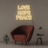 Love Hope Peace - Neonific - LED Neon Signs - 50 CM - Warm White