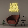 Love Hope Peace - Neonific - LED Neon Signs - 50 CM - Yellow