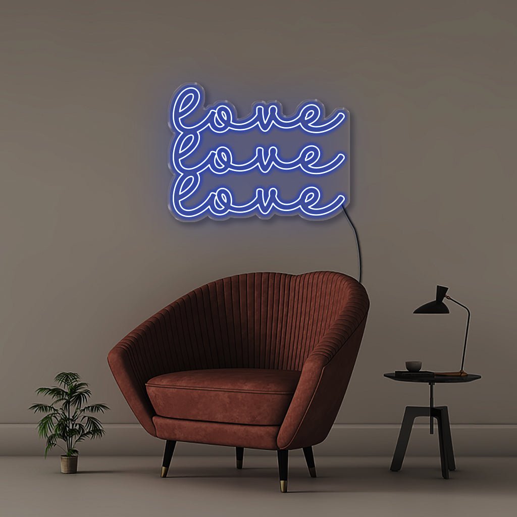 Love Love Love - Neonific - LED Neon Signs - 75 CM - Blue