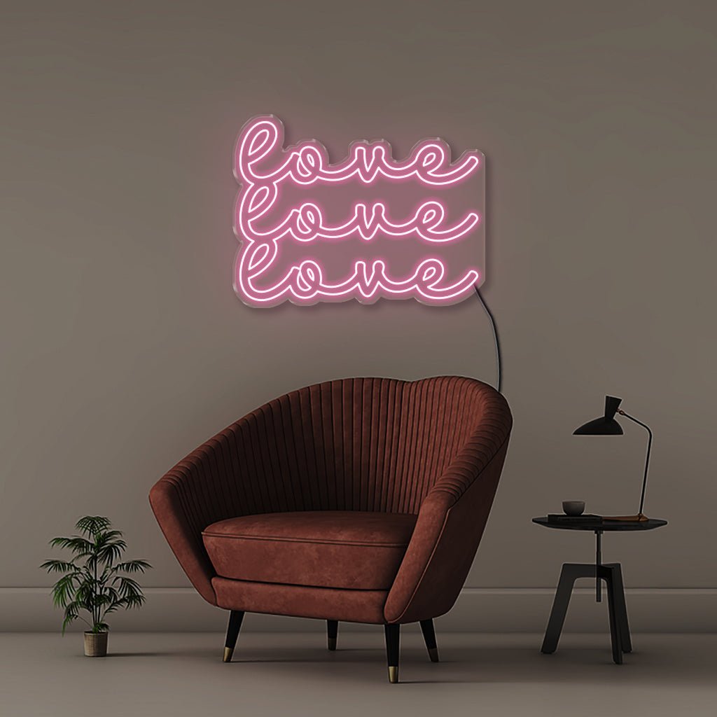 Love Love Love - Neonific - LED Neon Signs - 75 CM - Light Pink