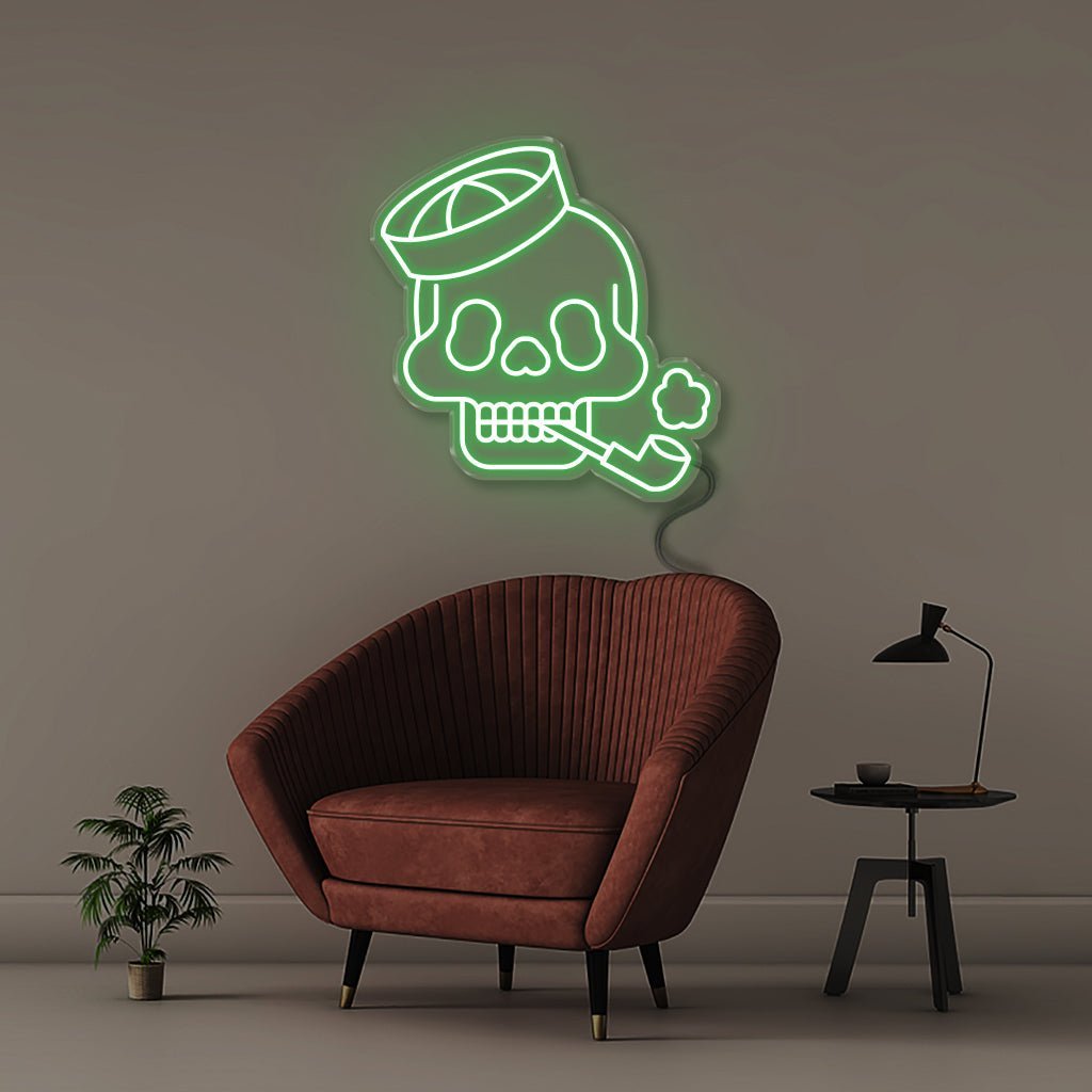 Neon Sailor Skull - Neonific - LED Neon Signs - 50 CM - Green
