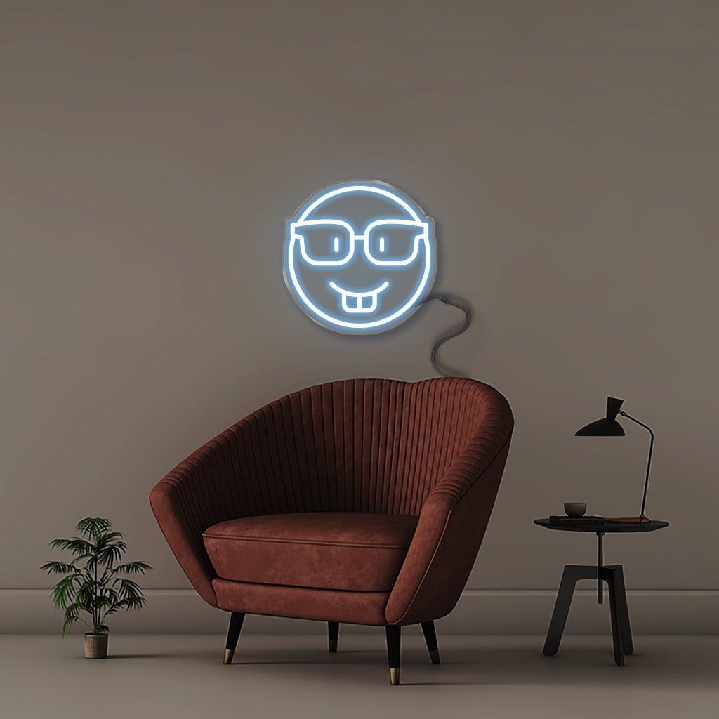 Nerd Emoji - Neonific - LED Neon Signs - 50 CM - Light Blue