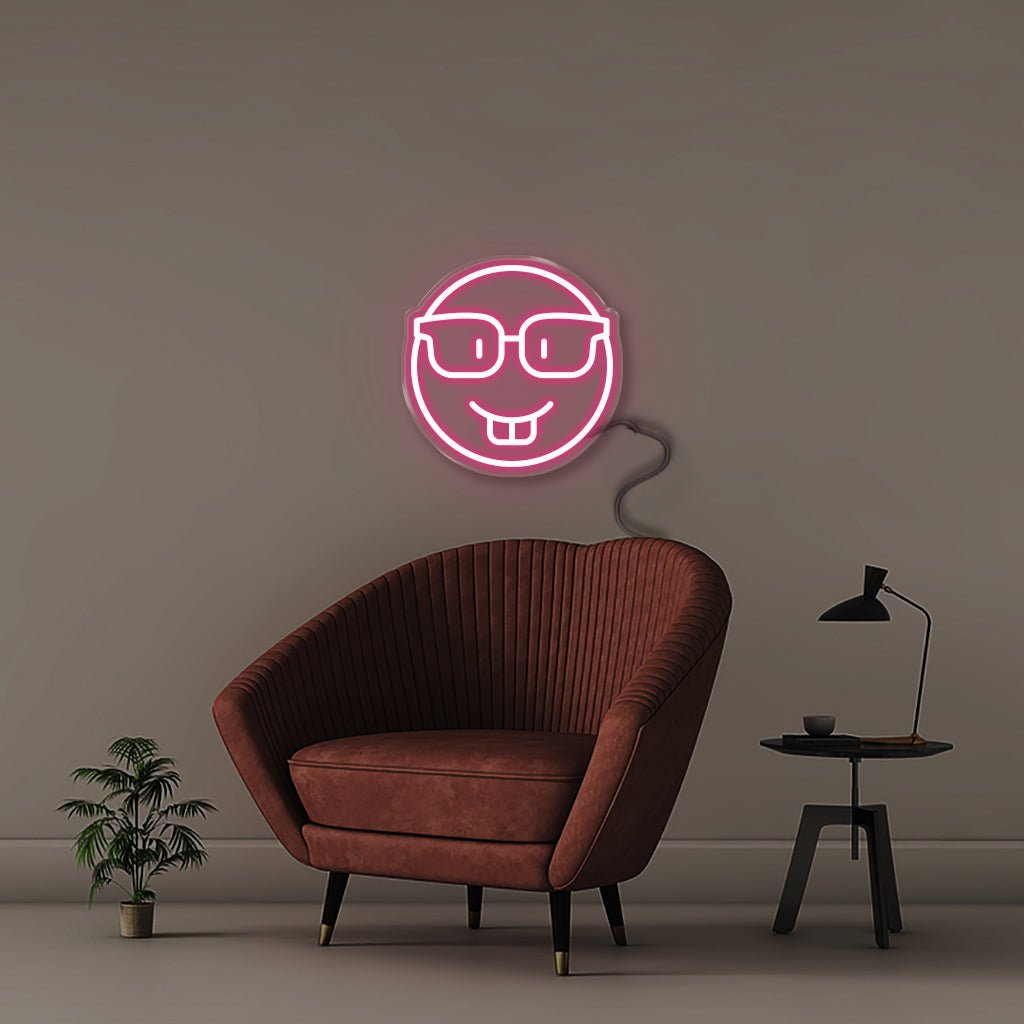Nerd Emoji - Neonific - LED Neon Signs - 50 CM - Pink